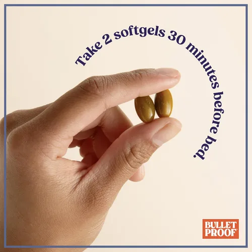 Vista 6 de Bulletproof Cápsulas blandas para modo de sueño, 60 unidades, suplemento con aceite MCT C8 de octano cerebral para apoyar el sueño