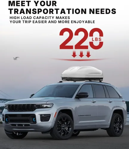 Vista 3 de Richeer Barras transversales para portaequipajes de techo de 220 libras compatibles con Grand Cherokee 2011-2021 (con rieles laterales ranurados)
