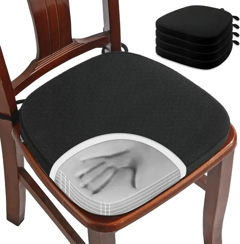 Vista 7 de BUYUE Cojín de Lujo de Espuma Viscoelástica 100% Pura para Silla 1 Paquete, Jacquard 16" Forma de U Cómodo Cojín para Silla de Comedor, Cojín