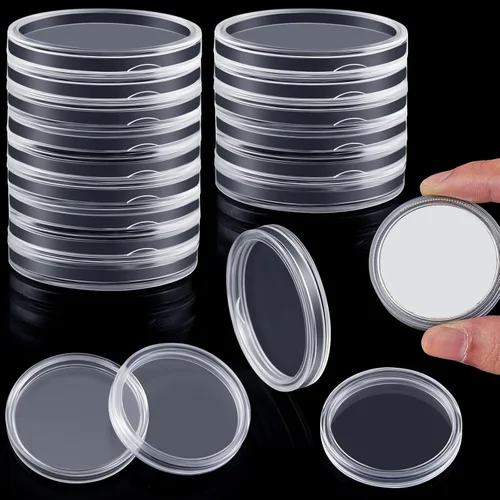 Vista 6 de 50 unidades de moneda de dólar de plata de 1.598 in, soportes de cápsula de barra de plata para barra de colección, redondo