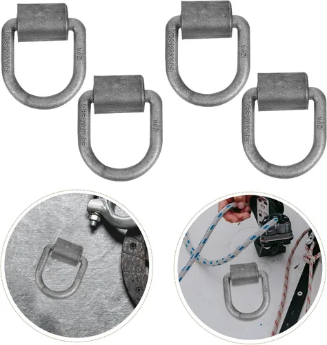 Vista 8 de 4pcs 1/2 Inch Welded D-Ring Anchors 12000lbs Forged Steel Trailer Truck Tie Down Weld-on Cargo Mooring Points for Rv Farm Applications