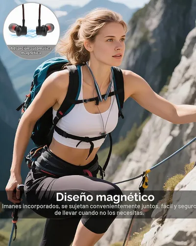Vista 6 de ZXQ Auriculares Bluetooth con banda para el cuello, auriculares inalámbricos alrededor del cuello con micrófono, modos 6EQ, 35 horas de tiempo