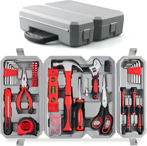 Vista 2 de WINNER Kit de herramientas multiusos para el hogar de 160 piezas en caja de herramientas elegante, adecuado tanto para hombres como para mujeres