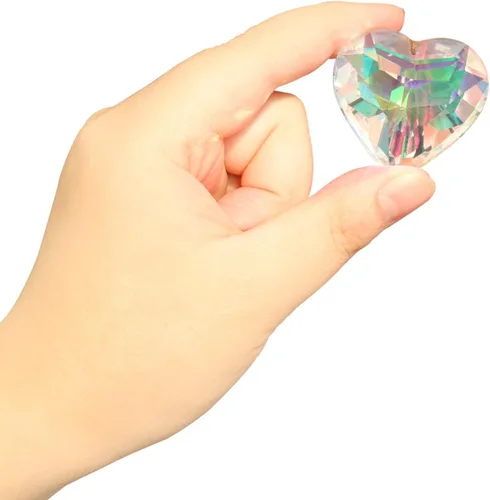 Vista 6 de Together-life Paquete de 2 colgantes de prisma de bola de cristal con forma de corazón, atrapasoles de cristal transparente para ventana, decoración