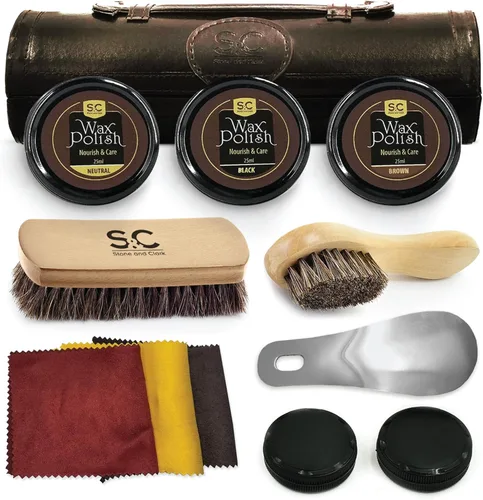 Stone and Clark Original Shoe Polish & Care Kit - Leather Shoe Shine Kit for Men & Women