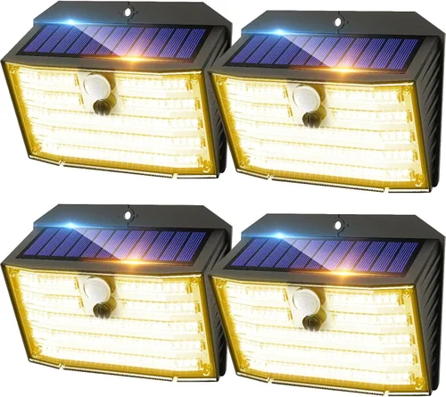 Vista 18 de Luces solares de movimiento para exteriores, luces solares ultra brillantes para valla con sensor de movimiento, luz de seguridad impermeable IP65