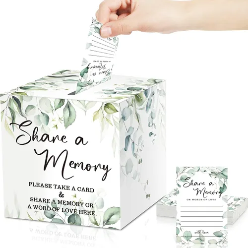 Pajean 50 tarjetas de memoria Greenery Share a Memory para colecciones de vida, tarjetas de memoria, ideas de invitados para funeral, graduación,