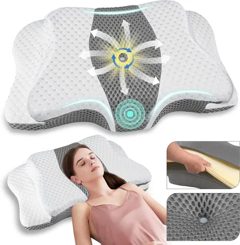 Vista 7 de Almohada Cervical para Alivio del Dolor y Soporte del Cuello, Almohada Ergonómica Ajustable para Dormir Cómodamente, Almohadas Ortopédicas de Espuma