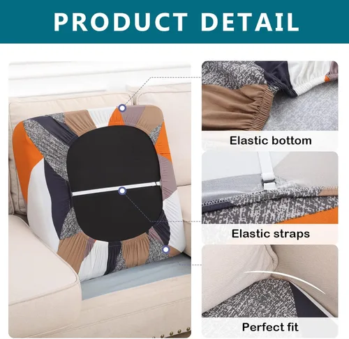 Vista 63 de hyha Fundas de cojín de sofá estampadas, fundas de sofá florales lavables para sofás con 2 cojines, fundas de cojín de patrón elástico para muebles