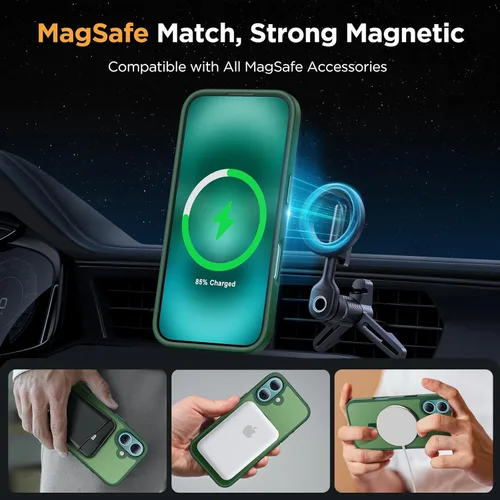 Vista 555 de Miracase - Funda magnética para iPhone 13 de 6.1 pulgadas (compatible con MagSafe) (con 2 protectores de pantalla), protección de grado militar