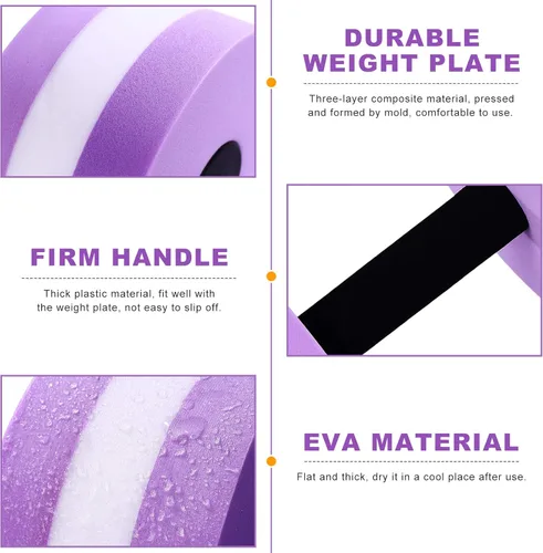 Vista 3 de SEWACC Mancuernas de ejercicio acuático, 2 mancuernas de agua, pesas de agua de espuma, equipo de fitness acuático para aeróbicos acuáticos (morado)