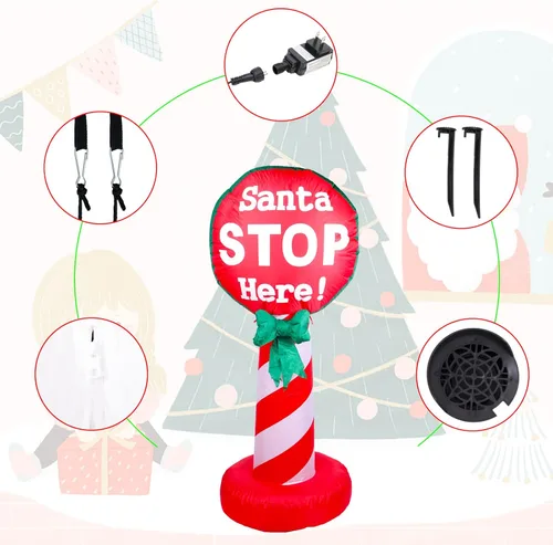 Vista 4 de Vipush Letrero inflable de Navidad de 4 pies con luces LED para decoración de Navidad, interiores y exteriores, patio, césped, vacaciones, jardín