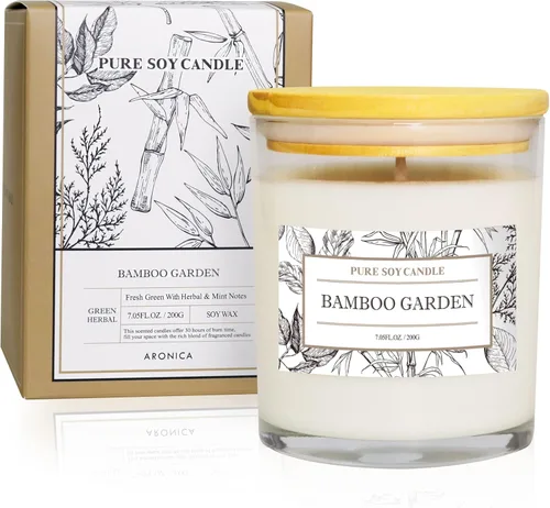 Vista 2 de Aronica Regalos de Anfitriona de Alta Gama para Mujer, Vela de Bambú y Jazmín, Velas de Soja para el Hogar Perfumado, Velas Naturales de Verano