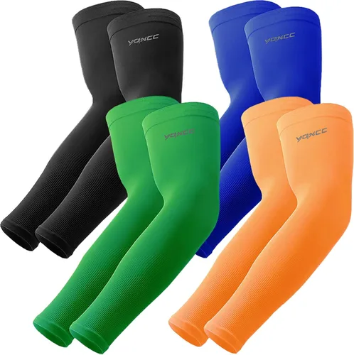 YQXCC 4 pares de mangas de brazo, mangas de compresión deportivas de protección solar UV para hombres y mujeres, mangas de brazo de baloncesto de