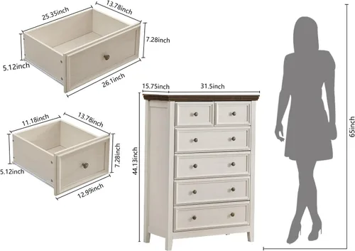 Vista 62 de BOSHIRO Cómoda negra para dormitorio, cómoda de 7 cajones, cómoda moderna de 7 cajones para sala de estar, gabinete de almacenamiento estilo granja