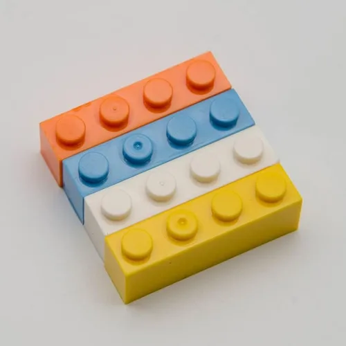 Vista 2 de Bloque de ladrillo clásico a granel, ladrillos blancos 1x4, ladrillos de construcción planos 100 piezas, compatible con piezas y piezas de Lego