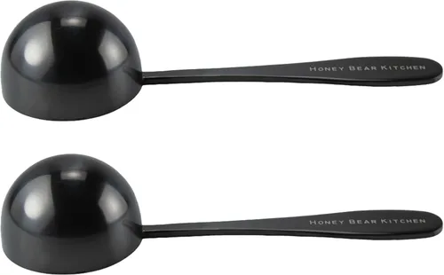 Vista 4 de Honey Bear Kitchen Cucharas medidoras de 1.0 fl oz, 2 cucharadas, acero inoxidable pulido negro, juego de 2