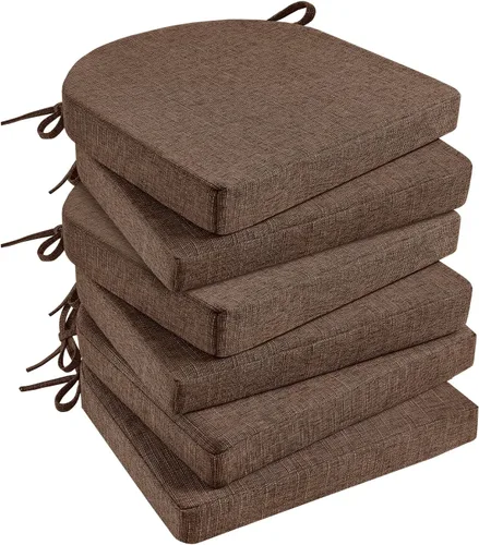 Vista 13 de Basic Beyond Cojines para sillas de comedor, paquete de 6, cojines para sillas de cocina con lazos y respaldo antideslizante, 16 x 16 pulgadas, Rojo