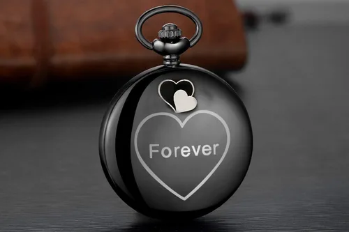 Vista 5 de LYMFHCH Reloj de bolsillo negro con patrón personalizado Steampunk retro vintage de cuarzo con números romanos