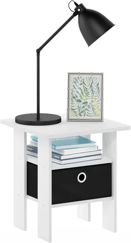 Vista 6 de Mesa de noche con cajón Furinno, Madera, Marrón oscuro/Negro