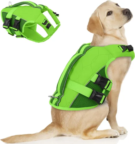 Vista 19 de ASENKU Chaleco salvavidas para perros, chaleco de natación para perros de alta flotación con asas de rescate para perros pequeños, medianos
