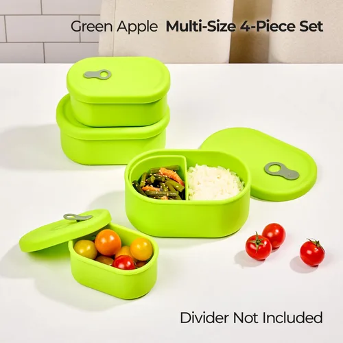 Vista 6 de Recipiente hermético de silicona prémium hecho en Corea con ventilación de vapor, sin BPA, a prueba de fugas, apto para microondas y congelador