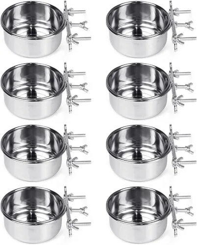 Vista 11 de Tfwadmx Tazas de plato de alimentación de pájaros, cuenco de comida de loro, soporte de abrazadera, taza de 2 unidades, jaula de pájaros, cuenco