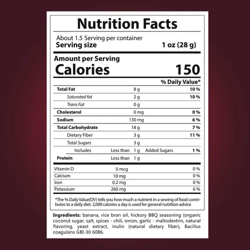 Vista 2 de Banana Joe Chips Prebiótico + Probiótico Sin Gluten + No ingredientes modificados genéticamente Aumenta la absorción de proteínas