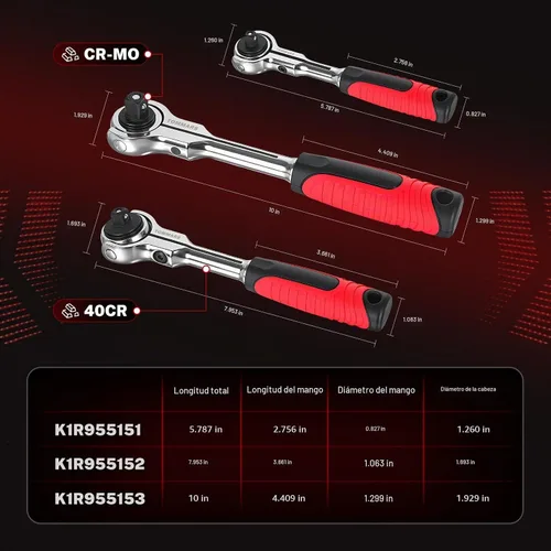 Vista 5 de TOMMARS Cabeza giratoria 1/4 "Drive Ratchet Roto Socket Wrench Herramienta