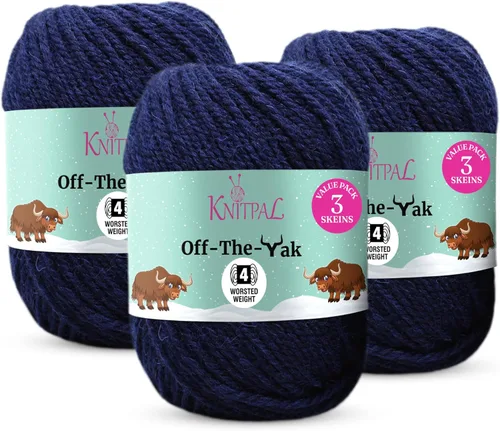 Vista 18 de Off-The-Yak - Hilo de lana para tejer, paquete de 3 (360 yardas/10.58 oz), patrones libres, hilo de mezcla acrílica de lana para tejer, peso #4