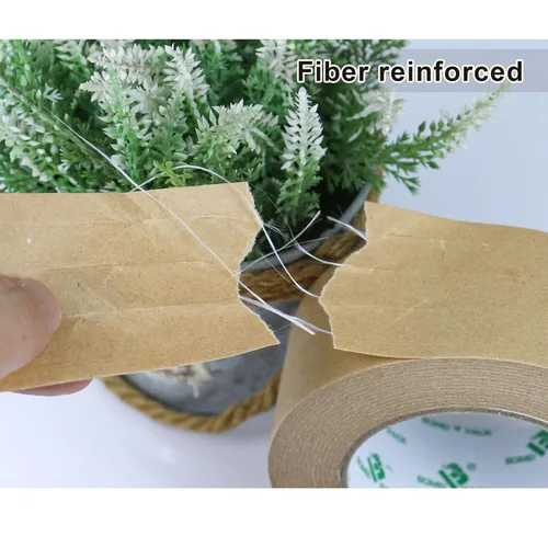Vista 3 de BOMEI PACK Cinta de embalaje de papel reforzado de 2 pulgadas, cinta de envío de papel kraft autoadhesiva biodegradable, para embalaje resistente
