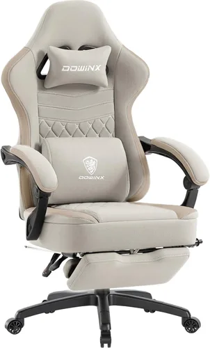 Vista 14 de Dowinx Silla de juegos de tela transpirable con almohadilla de gel y bolsa de almacenamiento, cómoda silla de jugador con cojín de resorte