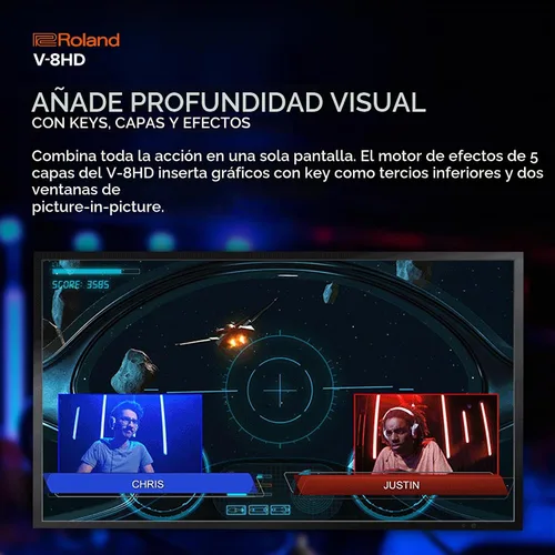 Vista 7 de Roland V-8HD Conmutador de Video HD para Eventos en Vivo, Streaming y Presentaciones Corporativas Mezcla 8 Fuentes HDMI Motor de Efectos de 5