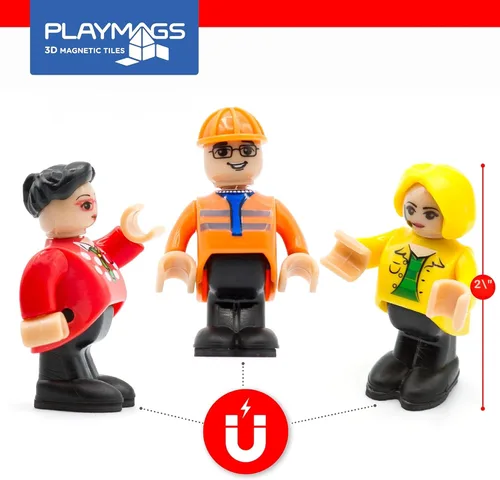 Vista 5 de Playmags Figuras Magnéticas Conjunto Comunitario de 15 Piezas – Personas de Juego Perfectas para Bloques de Construcción de Baldosas Magnéticas