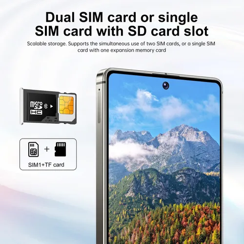 Vista 6 de I26 Ultra 5G Unlocked Smartphone,16GB+512GB Cell Phone for Android 15, 6.99" Unlocked Cell Phone, 7000mAh, 68MP+108MP Dual Camera/Dual Black