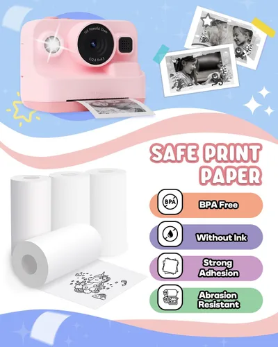Vista 2 de Papel de impresión, papel térmico de recarga de cámara de impresión 10 rollos, sin BPA, BLL2 (10 rollos)