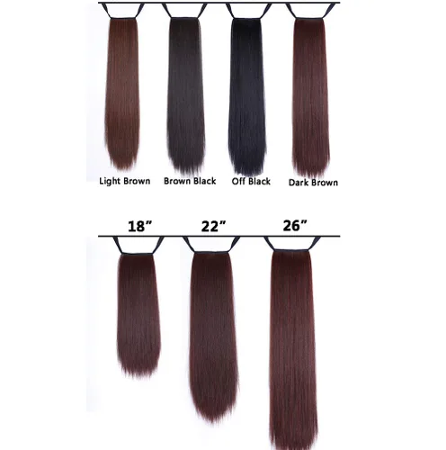 Vista 4 de Extensión de pelo largo y lacio de cola de caballo real, aspecto natural, cola de caballo falsa, con clip, estilo de 18 pulgadas, marrón oscuro