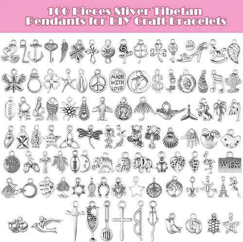 Vista 4 de Highergo 469 Pcs Bangles Bracelet Making Kit Link Chain Bracelet Charms with OT Toggle Clasp DIY