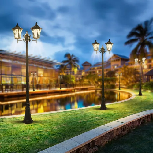 Vista 7 de 2-Head Solar Lamp Post Light, Aluminum Pole Lights with Waterproof, Dusk to Dawn Outdoor Street Lamps for Garden Pathway
