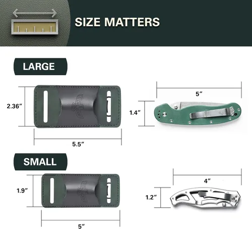 Vista 5 de Funda de cuero para cuchillo para cinturón, funda plegable y de bolsillo, soporte horizontal para cuchillos, bolsa pequeña, organizador oculto EDC