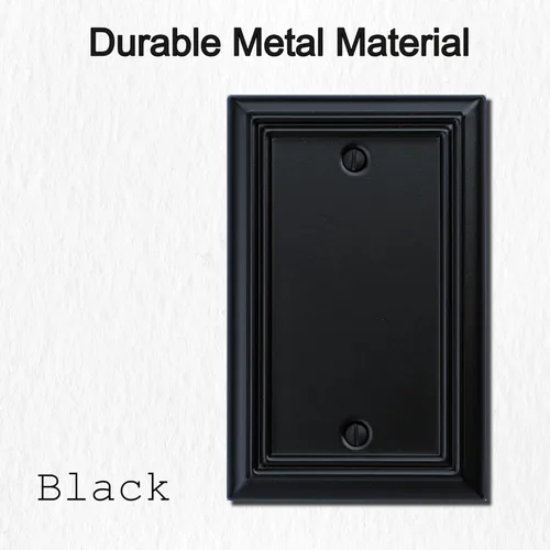 Vista 3 de OKAWYC Cubierta de interruptor de luz en blanco individual, placa de pared metálica Adler, paquete de 4 unidades, negra, 1 llave, cubierta
