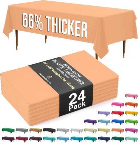 Vista 78 de Exquisite 66% Thicker Premium Plastic Table Cloth Rectangle Table Cover 0.5 Mil 6 Pack Aqua Table Cloth 54 Inch x 108 Inch Disposable Tablecloth