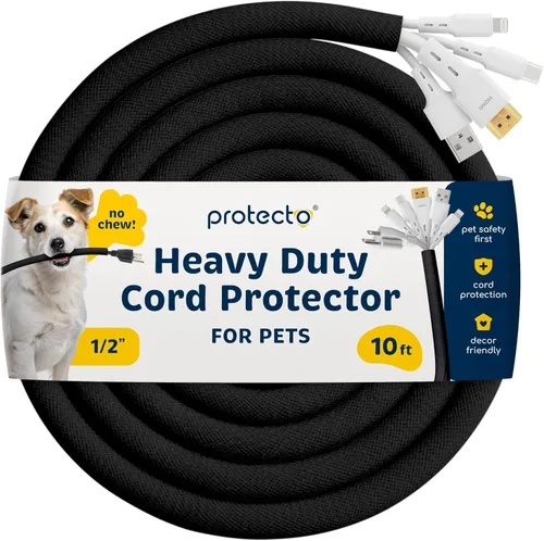 Vista 10 de PROTECTO Paquete de 2 protectores de cable resistentes para mascotas, solución antimordeduras, de 2,1 m, fácil de usar para perros y gatos