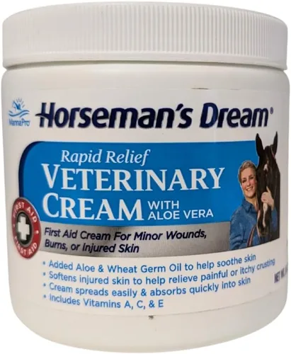 Corona Horseman's Dream Vet - Tarro de crema veterinaria para heridas menores de caballo para calmar las condiciones, 16 onzas