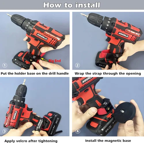 Vista 6 de ULIBERMAGNET Juego de 2 fundas magnéticas de alta resistencia con clip magnético fuerte para herramientas eléctricas inalámbricas, tornillos