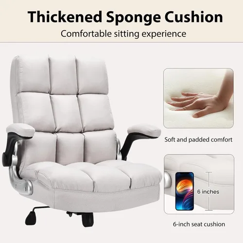 Vista 5 de POWERSTONE Silla de oficina ergonómica grande y alta, respaldo alto, silla de escritorio ejecutiva para computadora, tapizada, cómoda, silla