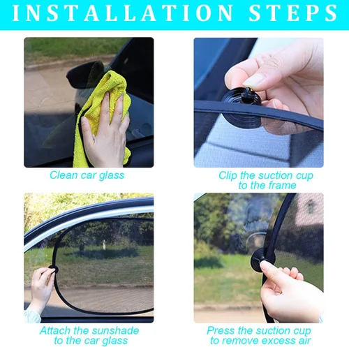 Vista 4 de Parasol para ventana trasera de automóvil con ventosa, protección contra los rayos UV del sol para ventana trasera del automóvil, cubierta de malla