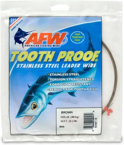 Vista 75 de AFW Alambre Líder Duro de Una Hebra de Acero Inoxidable a Prueba de Dientes - Brillante y Camuflaje para Tiburón, Barracuda, Caballa Real, Wahoo