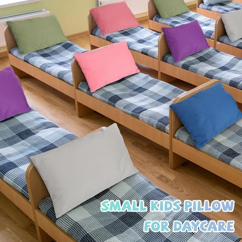 Vista 3 de Kigley Paquete de 12 mini almohadas para guardería de 9.1 x 13.8 pulgadas, almohada de viaje pequeña a granel suave y transpirable, almohada