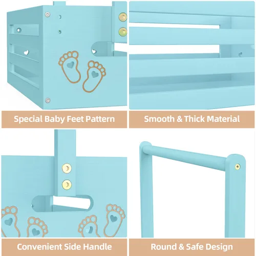 Vista 2 de BAMBOOHOMIE Cesta de Baby Shower, Canastas de Bebé con Asas y Percheros, Caja de Bebé para Baby Shower, Canasta de Regalo de Bienvenida para Bebé